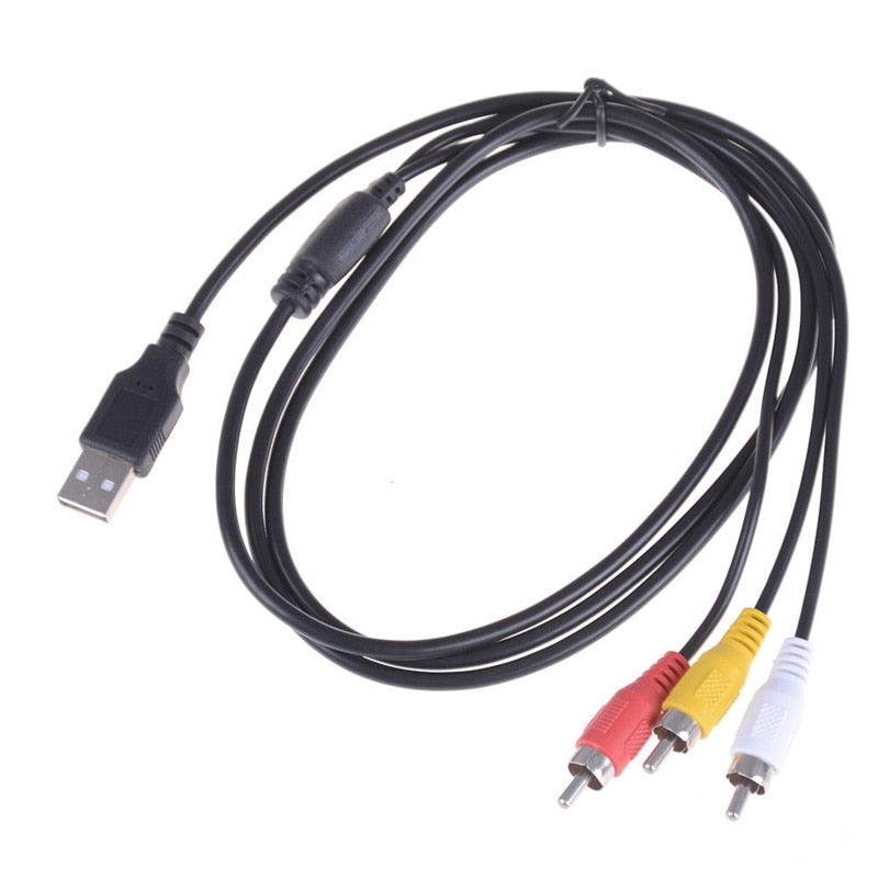 New 1.5M 5ft USB 2.0 to 3 RCA Cable Male To Male AV Audio Adapter Cord for AV equipment to HDD player - ebowsos