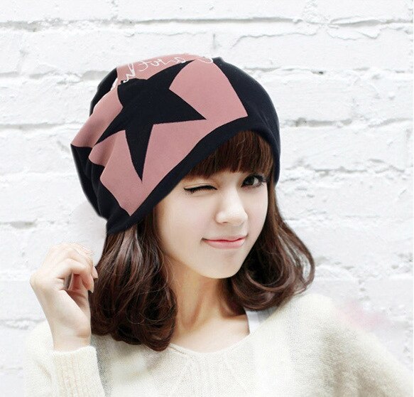 Hot wholesale Korean Japan Style Fashion Pentagram star hat lady velvet warm autumn and winter hats for women black color - ebowsos