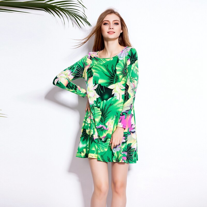 Spring Autumn Leisure Loose Design 2019 Slim Fit O Neck Large Women's Plus Size Fat Cotton T Shirt Dress S.M.L.XL.XXL.XXXL - ebowsos