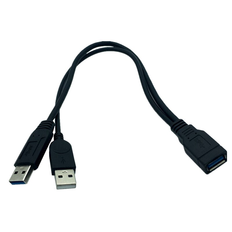 30cm For 2.5" Mobile Hard Disk USB 3.0 Female to Dual USB Male Extra Power Data Y Extension Cable - ebowsos