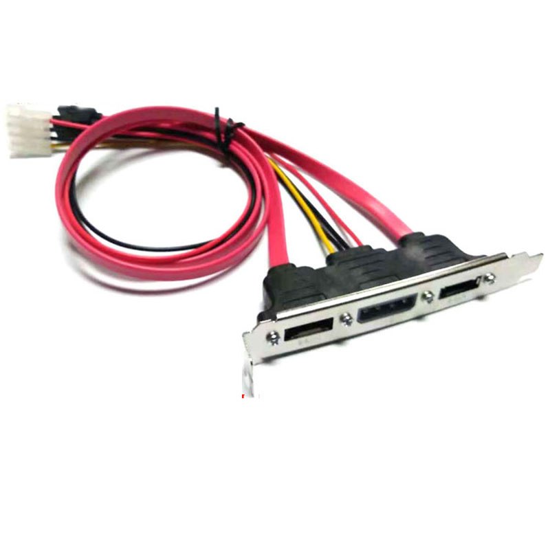 Dual SATA to 2 Ports eSATA + 4 Pin IDE Power PCI Bracket Slot Cable - ebowsos