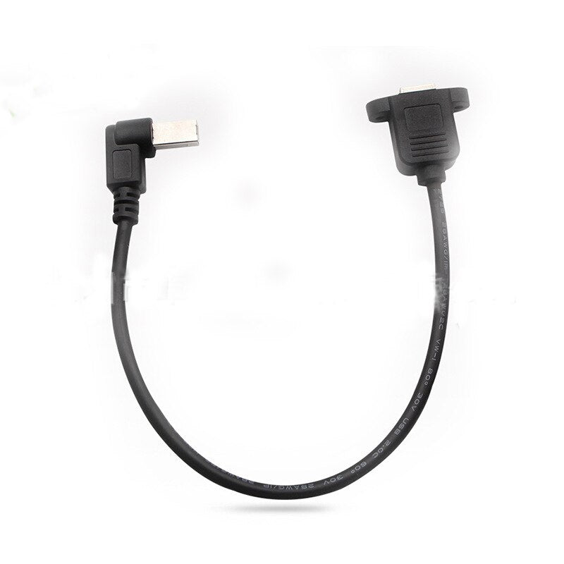 USB 2.0 Elbow B Male to Female Cable USB Type B Wire Socket Printer Panel Mount Extension Cable Screw Hole Connector 50cm 100cm - ebowsos