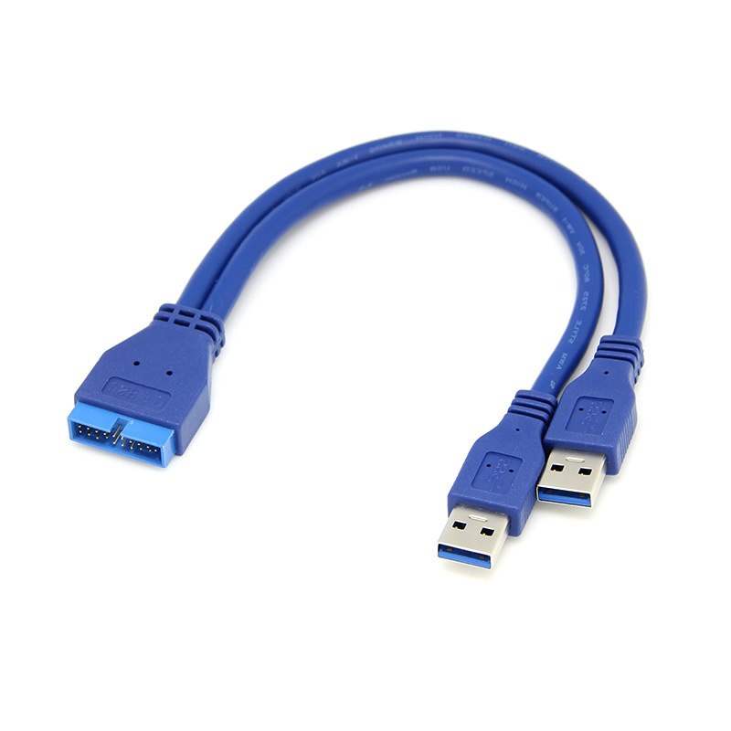 Dual 2 Port USB 3.0 Type A Male to 20 Pin Motherboard Header Male Cable Cord Adapter USB Extension cable - ebowsos