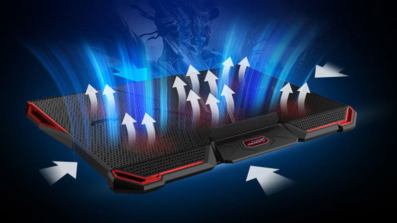COOL COLD Notebook PC Cooler Laptop Cooling Pad Stand Air Cooled 5 LED Fans 2 USB Ports Adjustable Holder for 15 15.6 17 Laptop - ebowsos