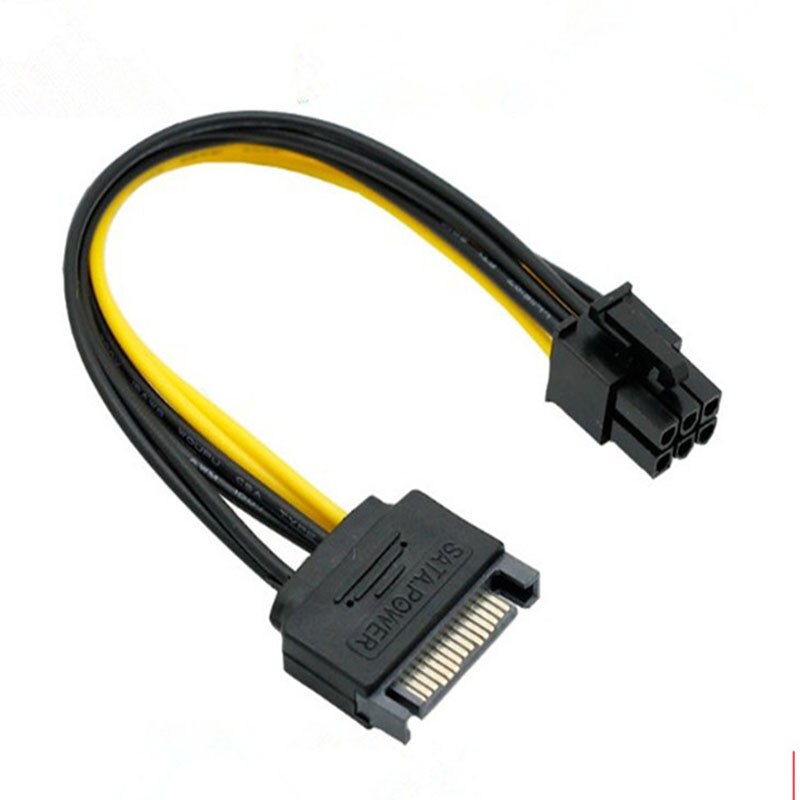 Black 15 Pin SATA Power to 6 Pin PCI Express Riser Card Adapter Cable Power Supply Cable - ebowsos