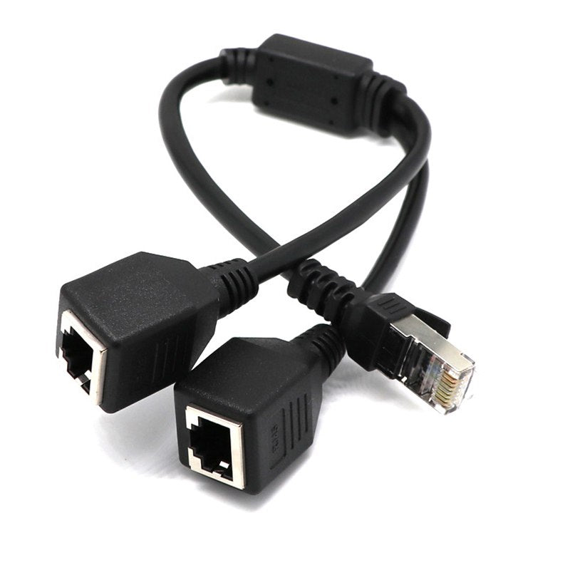 RJ45 Ethernet Y Splitter Adapter Cable 1 to 2 Port Switch Adapter Cord for CAT 5/CAT 6 LAN Ethernet - ebowsos