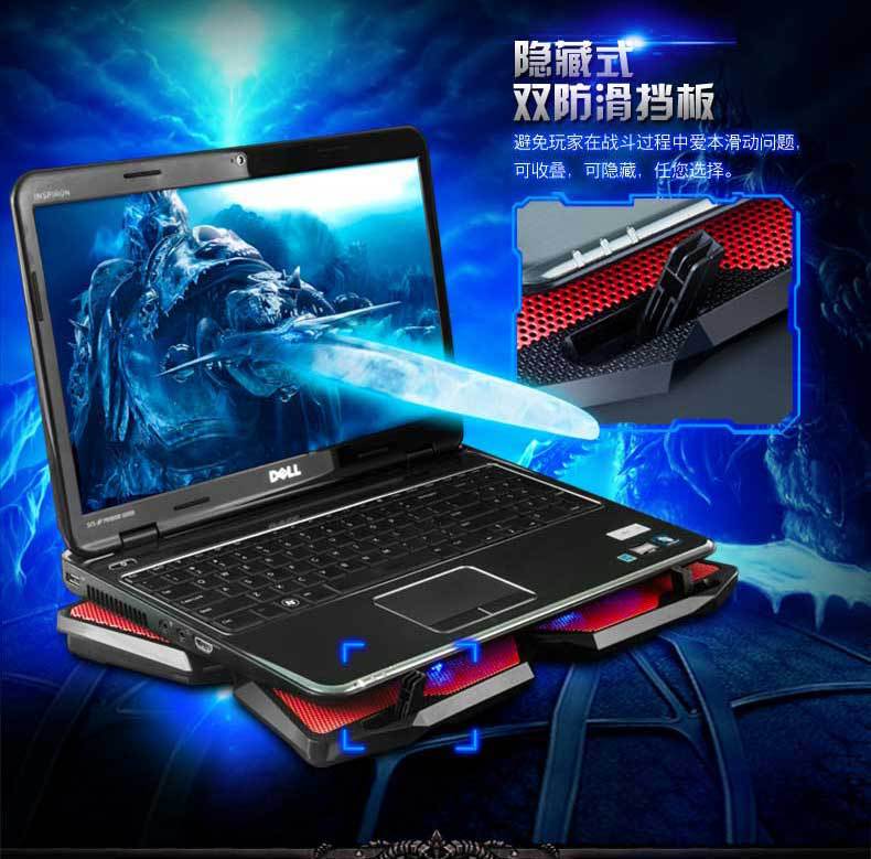 Professional Game USB laptop Cooler With 4 Fans Slide-proof Laptop Stand 14"15.6" 17 Inch Laptop Cooling Pads Notebook Fan - ebowsos