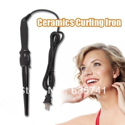 New Fashion Hair Styler Ceramic Tapered Cone Curling Iron Tongs Wand Roller DIY Wavy Hair - ebowsos