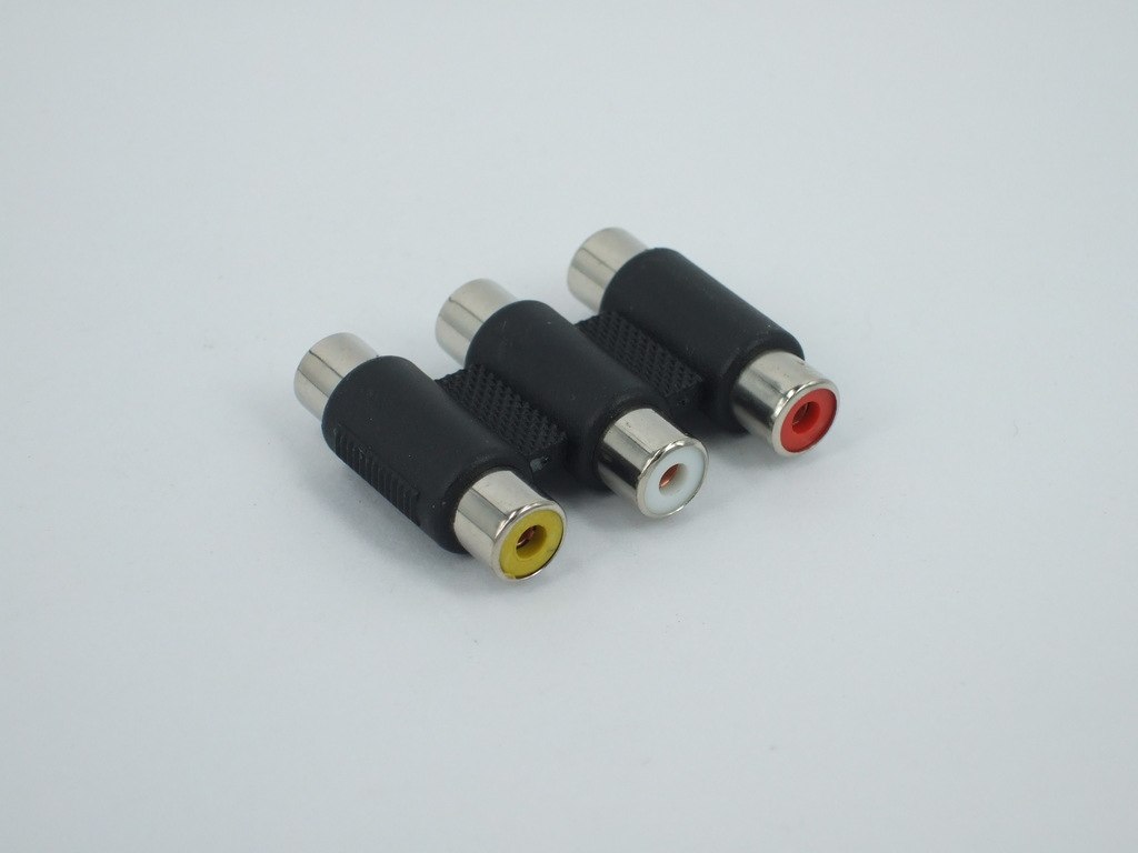 3 colour gold plating RCA Female to Female  RCA Extension cable connector For VCD DVD HDTV - ebowsos