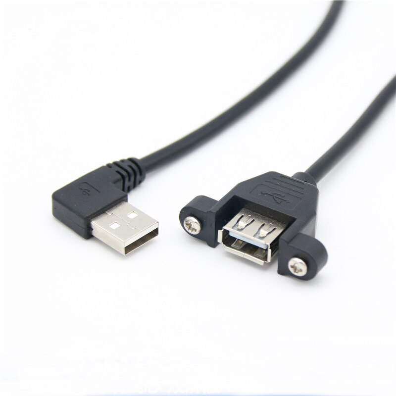 USB 2.0 Extension Cable Male to Female With Screw Panel Mount 28+28AWG 30cm 90degree Right Left Up Down - ebowsos