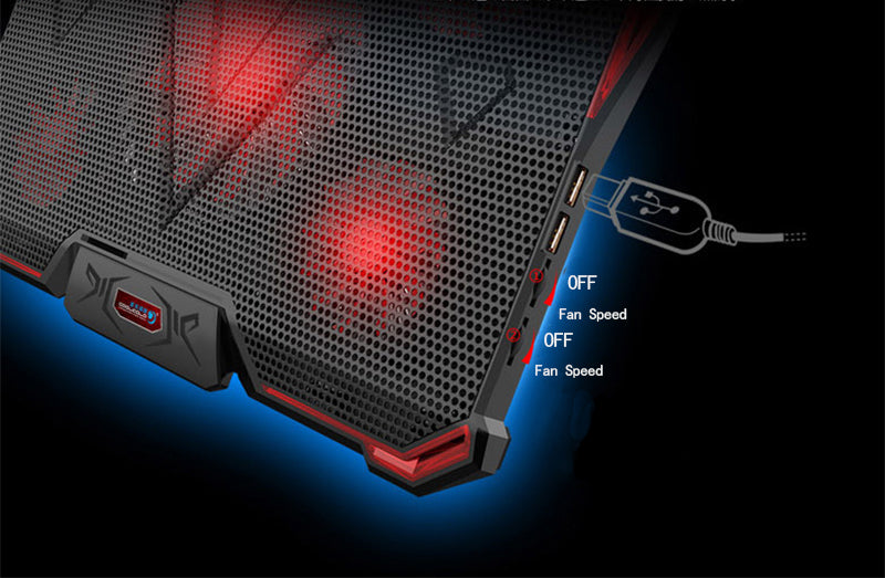 COOL COLD Notebook PC Cooler Laptop Cooling Pad Stand Air Cooled 5 LED Fans 2 USB Ports Adjustable Holder for 15 15.6 17 Laptop - ebowsos