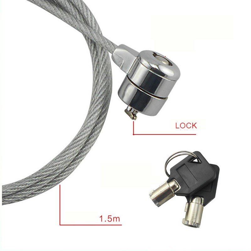 Anti-Theft Office Notebook Laptop PC Computer Desk Key Security Lock Chain Cable - ebowsos
