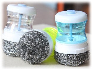Easy Use Palm Scrubber Wash Clean Tool Holder Soap Dispenser Brush Washer Steel ball hydraulic pan wash pot brush - ebowsos