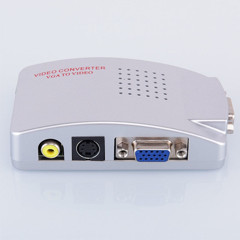 PC TO TV Adapter VGA to AV RCA TV Monitor S-Video Signal Converter Adapter Switch Box PC Laptop - ebowsos