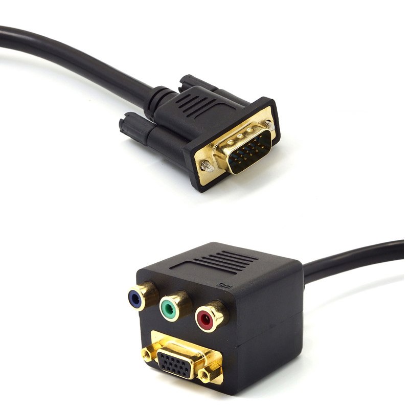 Hot sale PC VGA Male To VGA Female 3 RCA Splitter Cable - ebowsos