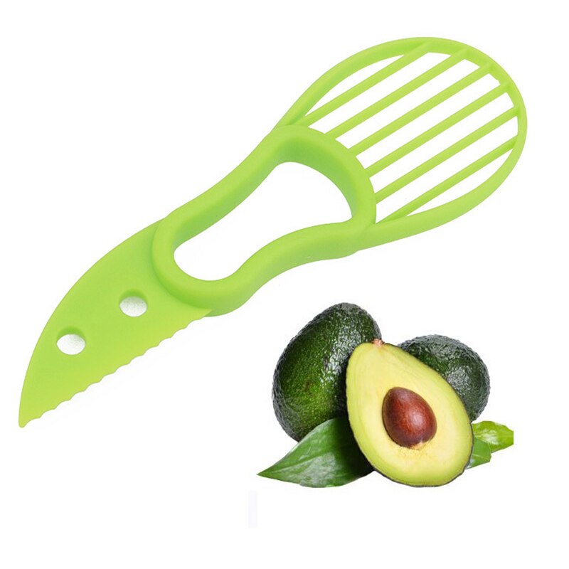 3 In 1 Avocado Slicer Shea Corer Butter Fruit Peeler Cutter Pulp Separator Plastic Knife Kitchen Vegetable Tools Home Accessory - ebowsos