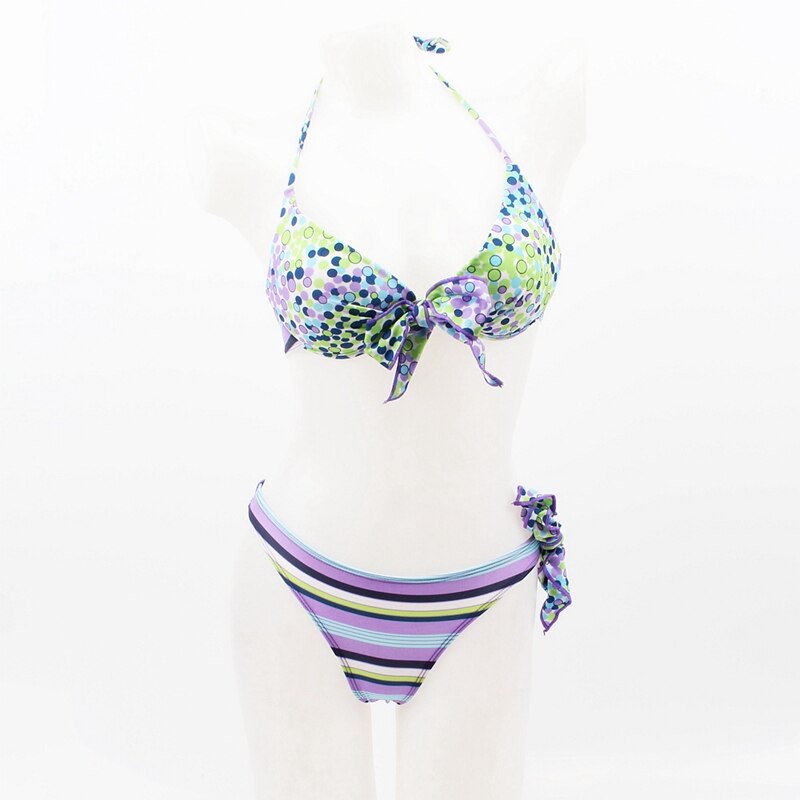 Underwire Push Up Plump Looking Bathing Suit Sweety Bowknot Designing Women's Sexy Floral Bikinis - ebowsos