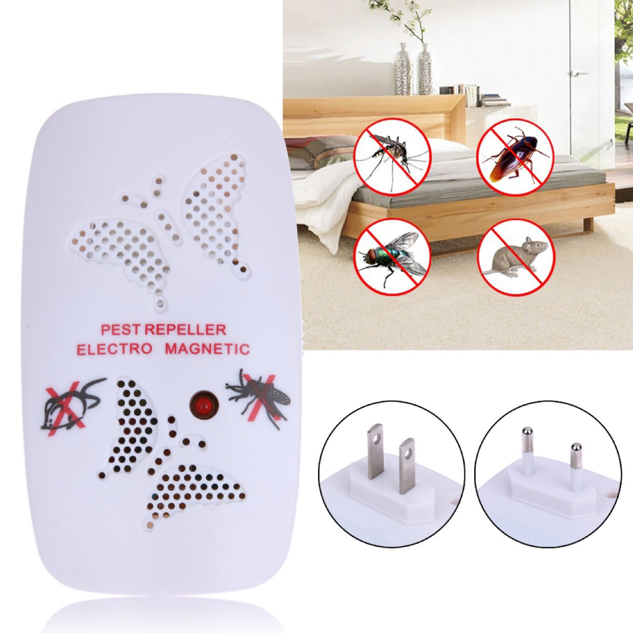 New Home Electronic Ultrasonic Pest Repeller Anti Mosquito Ants Spiders Roaches Repelling Electro Repeller Magnetic - ebowsos
