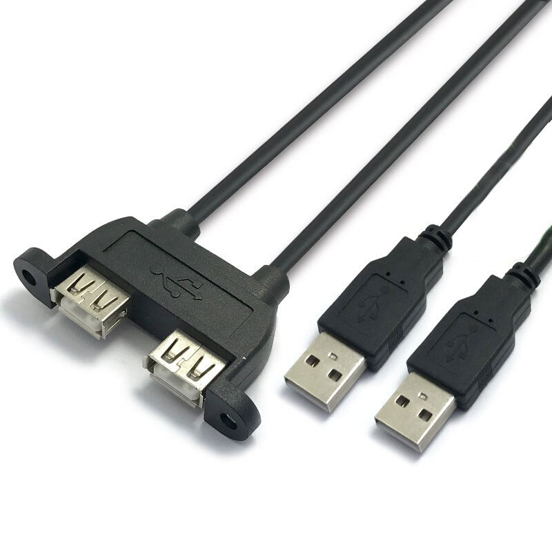 Dual USB 2.0 Male to Dual USB 2.0 Female USB 2.0 Extension Cable with Screw Panel Mount Male to Female  30cm 50cm - ebowsos