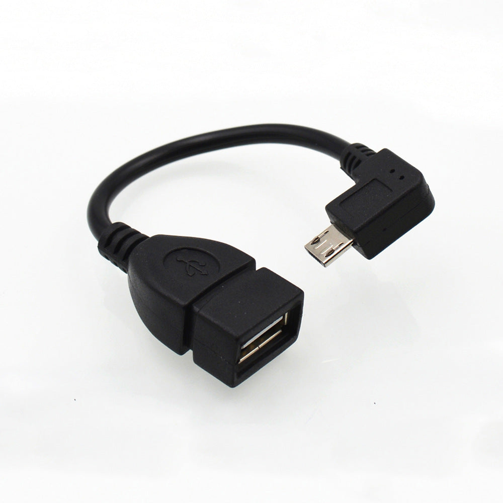 13cm Right Angle USB A Female to Micro B Male Converter OTG Adapter Cable Black for Samsung LG Xiaomi Android Phone - ebowsos