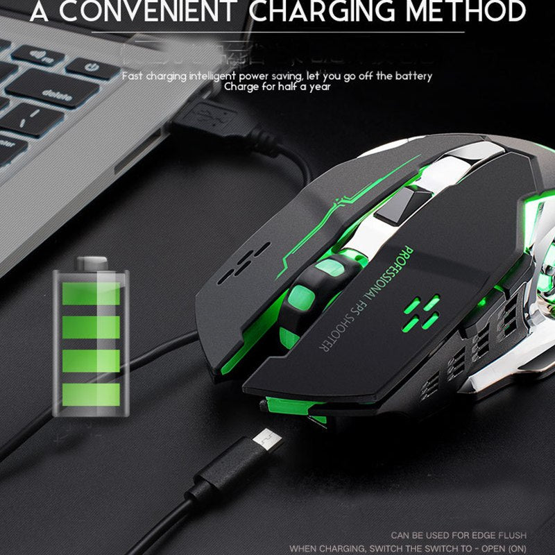 New 2.4GHz Wireless Mouse   Rechargeable Silent USB Optical Ergonomic Gaming Mini Mice For PC Computer Laptop - ebowsos