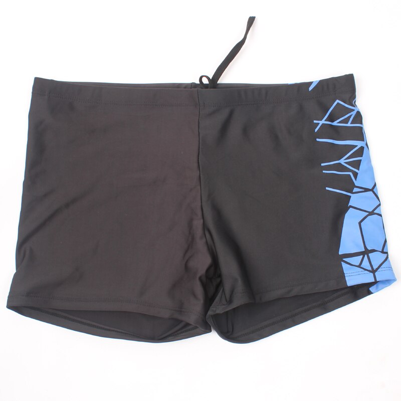 Matching Color Black and Dark Grey Swimming Trunk Geometric Imprint Male Swimwear Waist-tie Nylon Men Swimsuit Drop Shipping - ebowsos