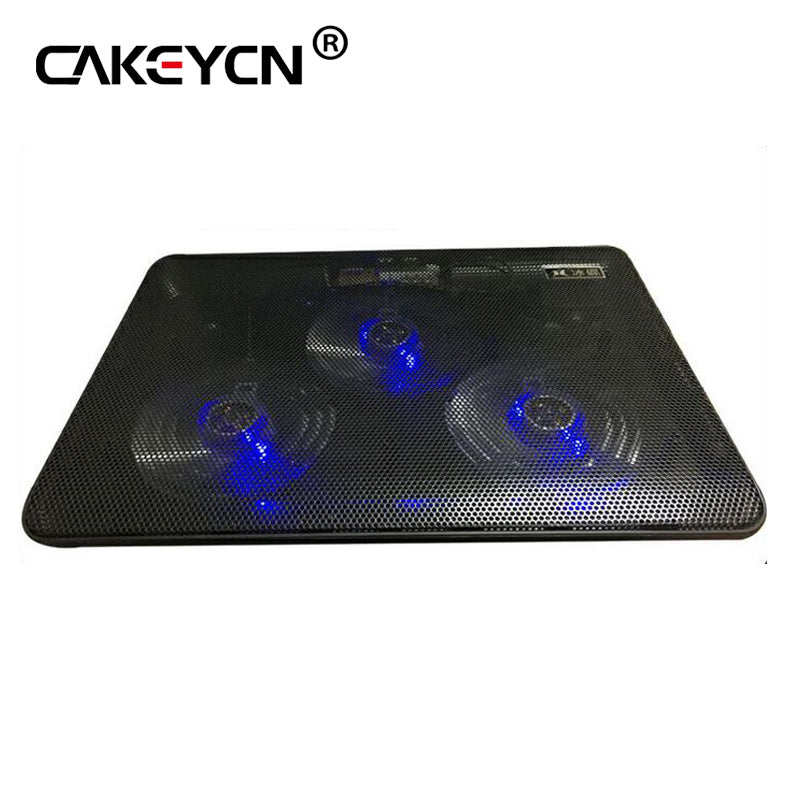 Fan Cooling Quiet Laptop Cooling Pad Blue LED Laptop Cooler USB Notebook Cooler with 3 Fans for 12"-16" Laptop - ebowsos