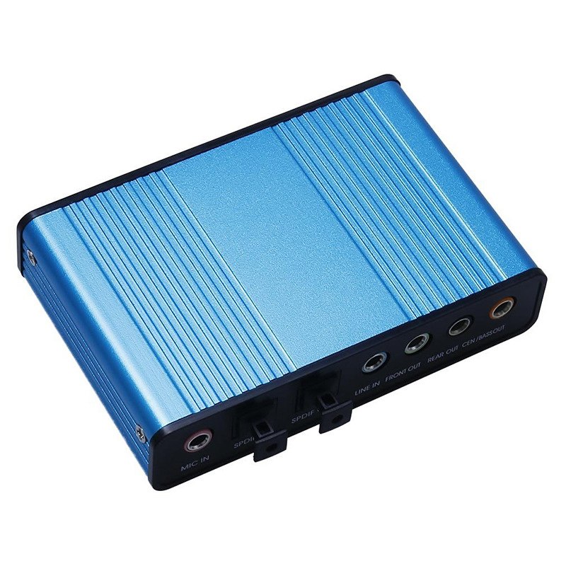 Blue 6 Channel External Sound Card 5.1 Surround Sound USB 2.0 External Optical Audio Sound Card Adapter for PC Laptop - ebowsos