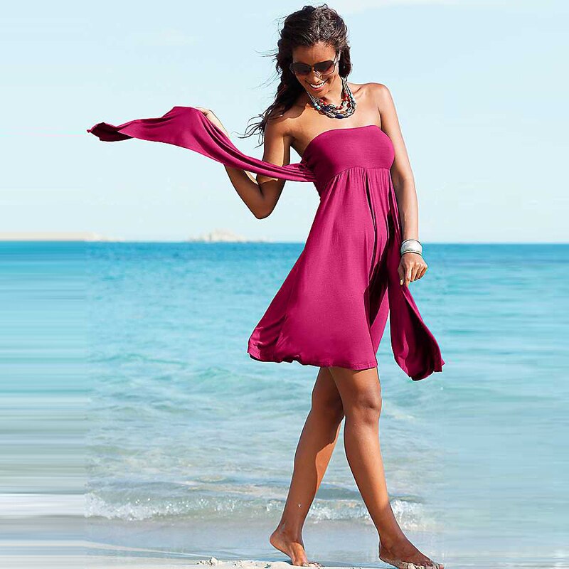 Most Popular 2019 Removable Padding Multi Wear Convertible Summer Women Beach Cover Up Dress S.M.L.XL - ebowsos
