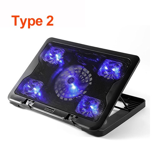 DC 5V LED 5 Fan Cooling Pad Cooler Laptop Cooling Pad Fan USB Port Cooling Stand Holder Cooler Radiator Notebook 14" 15.6" 17" - ebowsos