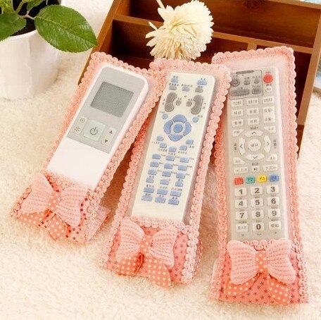 TV Air Conditioning Remote Control Case Cover Bowknot Lace Cover Greaseproof Anti-Dust Bowknot Mini Cover Bags - ebowsos