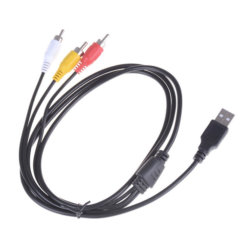 New 1.5M 5ft USB 2.0 to 3 RCA Cable Male To Male AV Audio Adapter Cord for AV equipment to HDD player - ebowsos