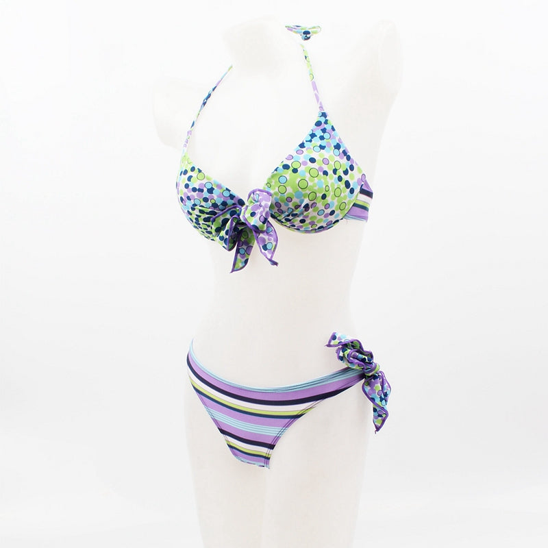 Underwire Push Up Plump Looking Bathing Suit Sweety Bowknot Designing Women's Sexy Floral Bikinis - ebowsos