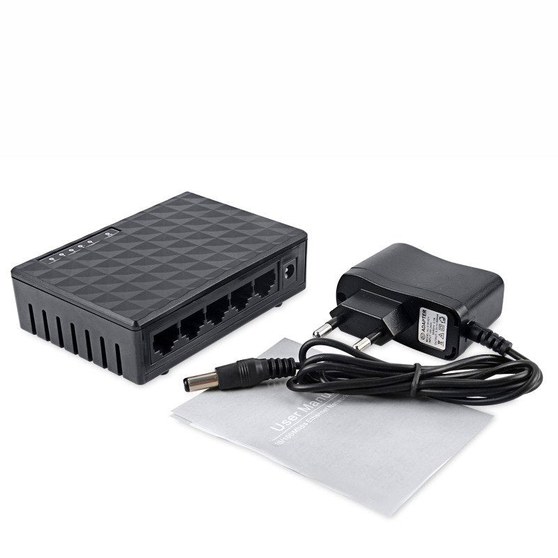 5 Port Lan Mini Ethernet Switch  10/100Mbps Desktop RJ45 Network Splitter Adapter US/EU plug - ebowsos