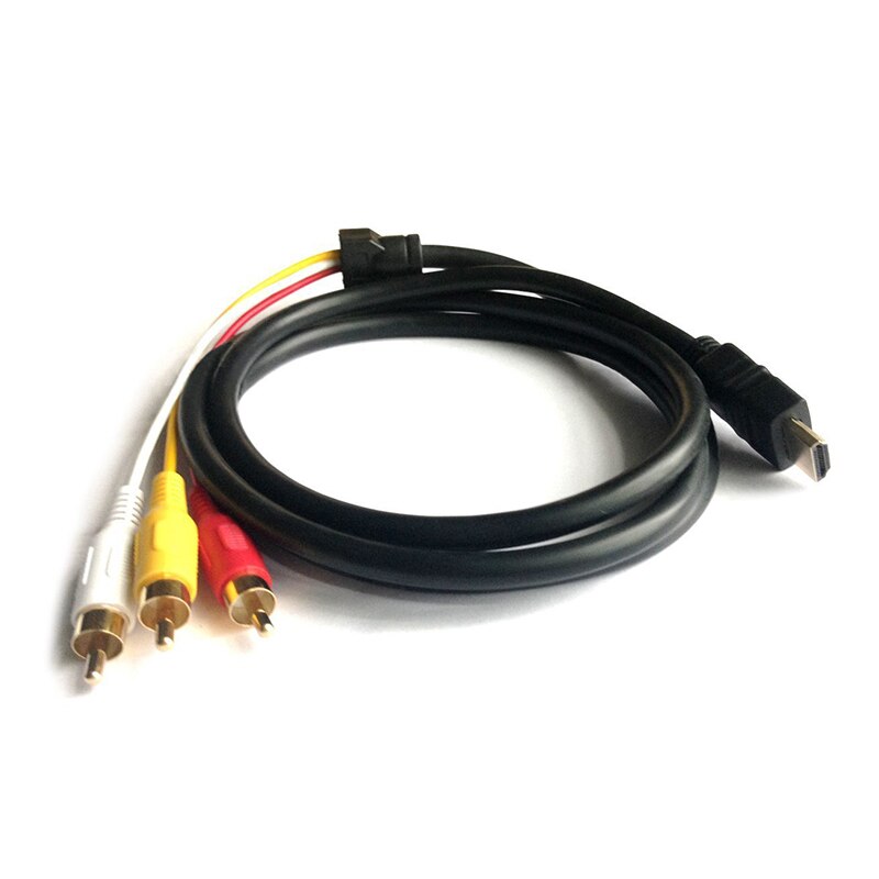 HDMI to RCA Cable HDMI Male to 3RCA AV Composite Male M/M Connector Adapter Cable Cord Transmitter - ebowsos