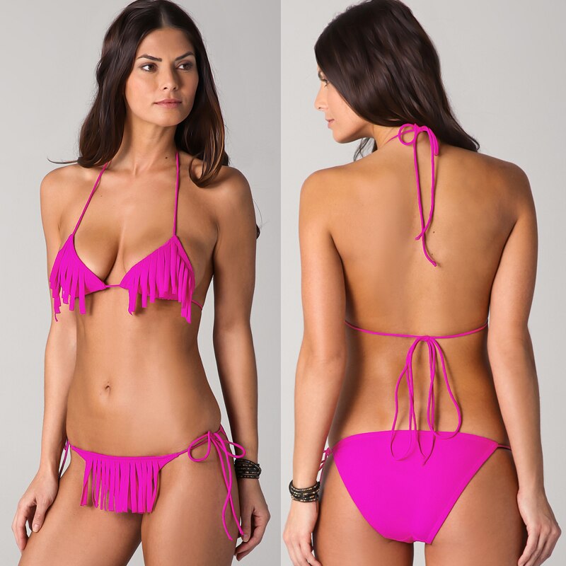 Hot Wholesale Fully Set Fringe Bikini Set Sexy Lady Swimsuit Two - Piece Bathing Suits 2019 Popular Tassels Biquinis Women - ebowsos