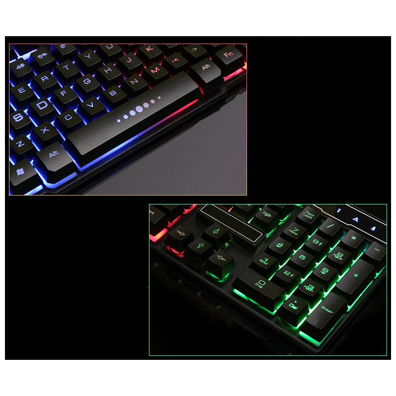 USB Wired LED 104Keys Backlit Gaming Game Gamer Keyboard for PC Computer Csgo Overwatch Lol with Similar Mechanical Feel - ebowsos