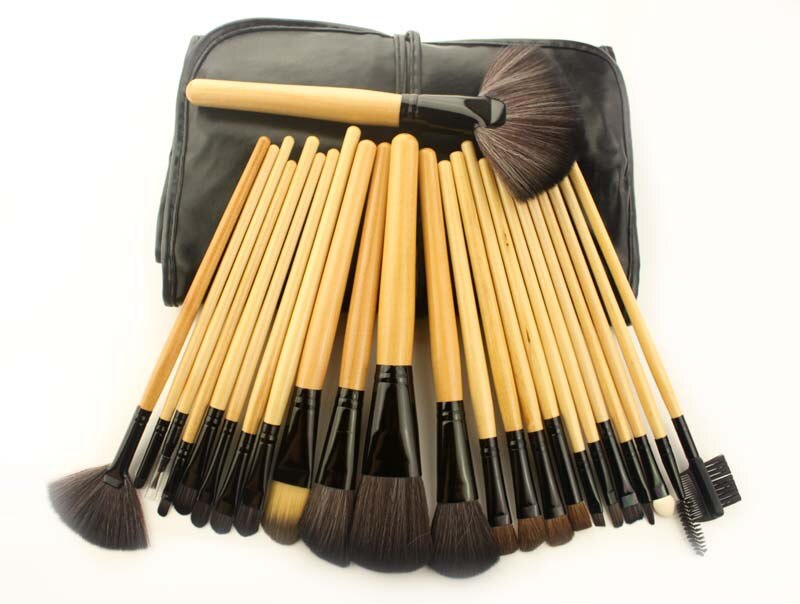 Profession Makeup Brushes Set 24Pcs make up Tool Cosmetic Foundation eyeshadow powder Blush Leather Case - ebowsos