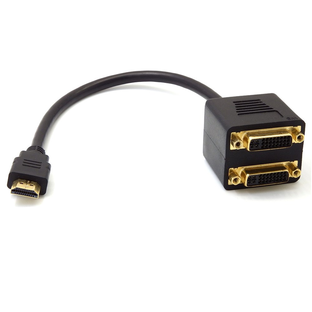 HDMI to 2 Double DVI Adapter Cable 30cm,HDMI Male to DVI-D(24+5) Female x 2 Video Splitter adapter Converter Cable - ebowsos