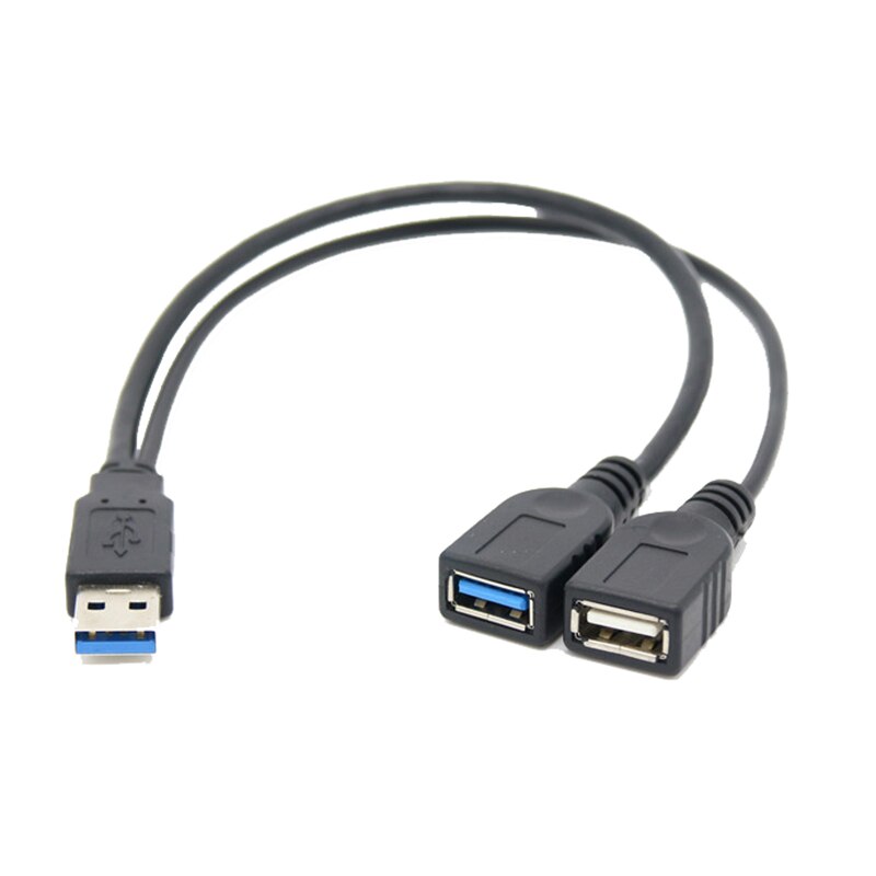 USB 3.0 Male to Dual USB Female Extra Power Data Y Extension Cable for 2.5" Mobile Hard Disk 30CM - ebowsos