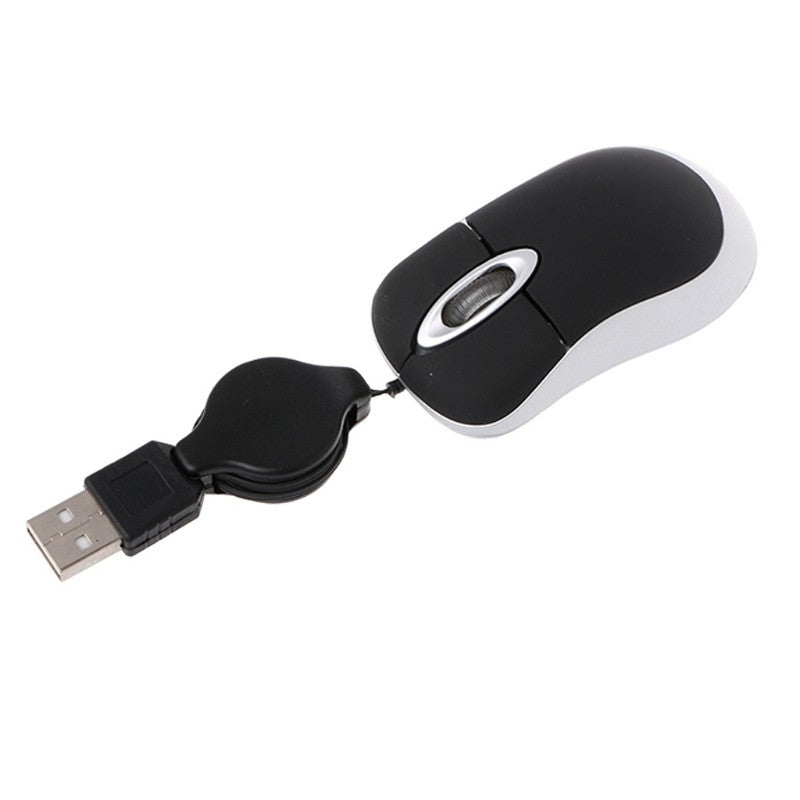 Mini Optical USB Scroll Mouse Mice Retractable Cable For Laptop PC Computer Notebook Optical sensor 800dpi - ebowsos