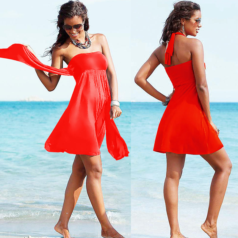 Most Popular 2019 Removable Padding Multi Wear Convertible Summer Women Beach Cover Up Dress S.M.L.XL - ebowsos