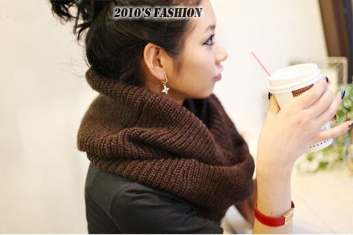 New Women's Fashion Two laps large multi-purpose wool collar sleeve head scarf - ebowsos