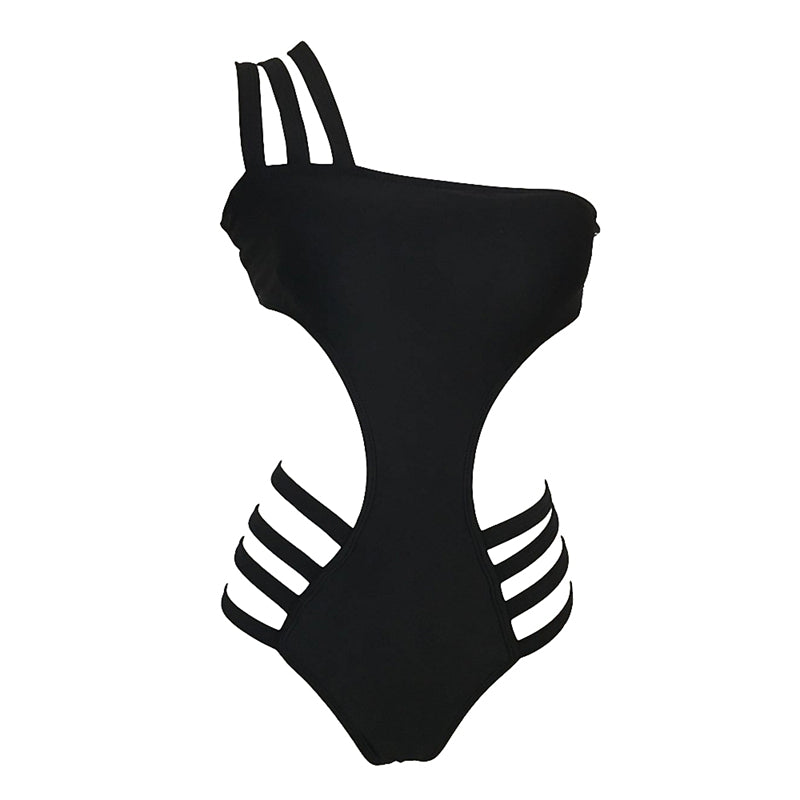 Very Hot Cobweb Sexy Black One Piece Swimsuit 2019 Bandage Monokini Swimwear Women Hollow Out Nude Bathing Suit - ebowsos