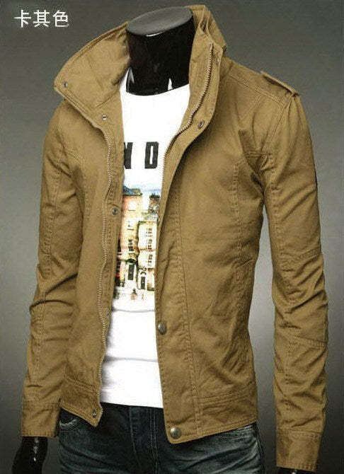 Spring and Autumn Men's Long Sleeve Stand Collar Jacket Coat Outwear - ebowsos