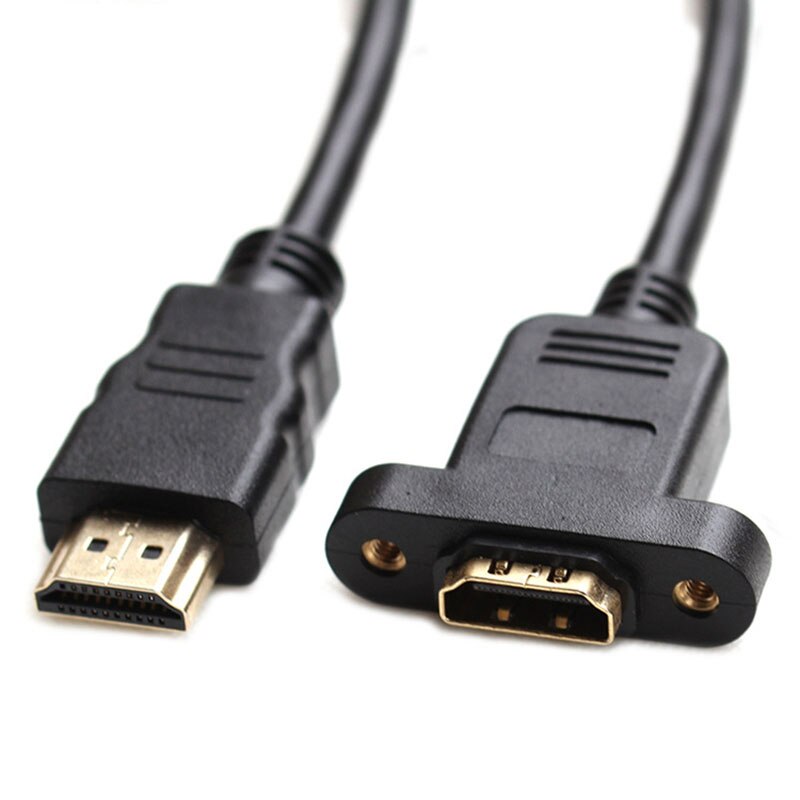 Gold Plated HDMI Extension Cable Male to Female With Screw Panel Mount  V1.4 1080P For PSP HDTV  30cm 50cm 1m 1.5m - ebowsos