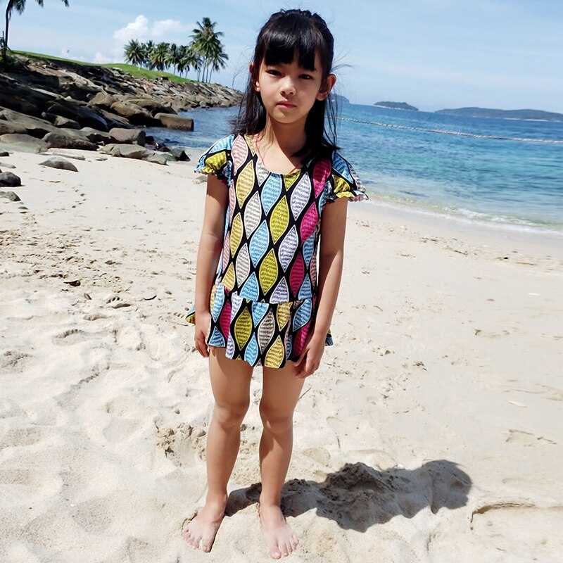 2019 Kids Girl Swimwear 8-12T Daughter Wrap Beachwear Children Swimsuit Toddler Teenage One Piece Bathing Suits - ebowsos