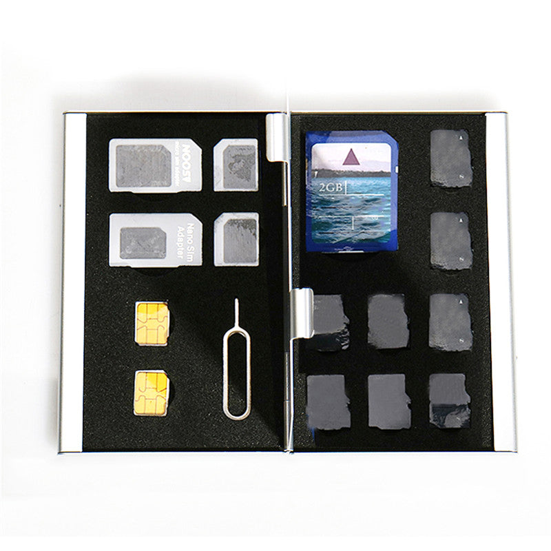 metal storage protection double card memory card SIM card box Newest Organizer bag double-layer metal storage - ebowsos