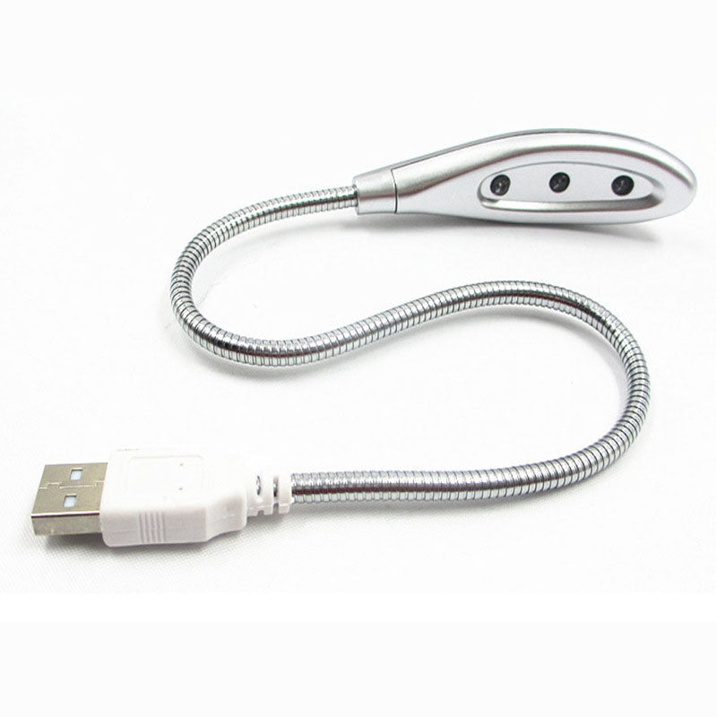 Portable Creative USB Gadgets High-brightness LED Lamp Flexible Gooseneck USB Reading Lamp with 3 LED Lights - ebowsos