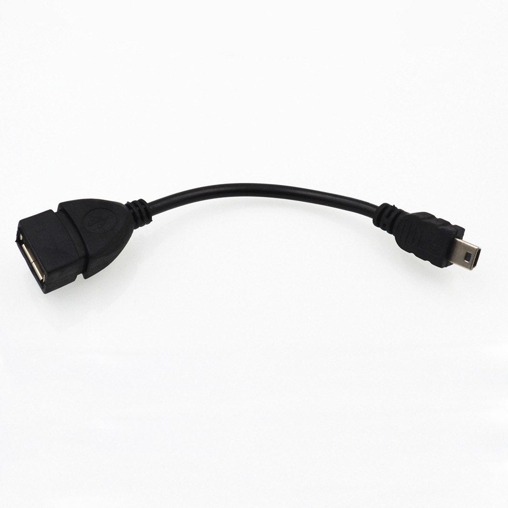 USB 2.0 A Female To B Mini 5 Pin Male Converter OTG Host Adapter Cable Extension Black Color - ebowsos